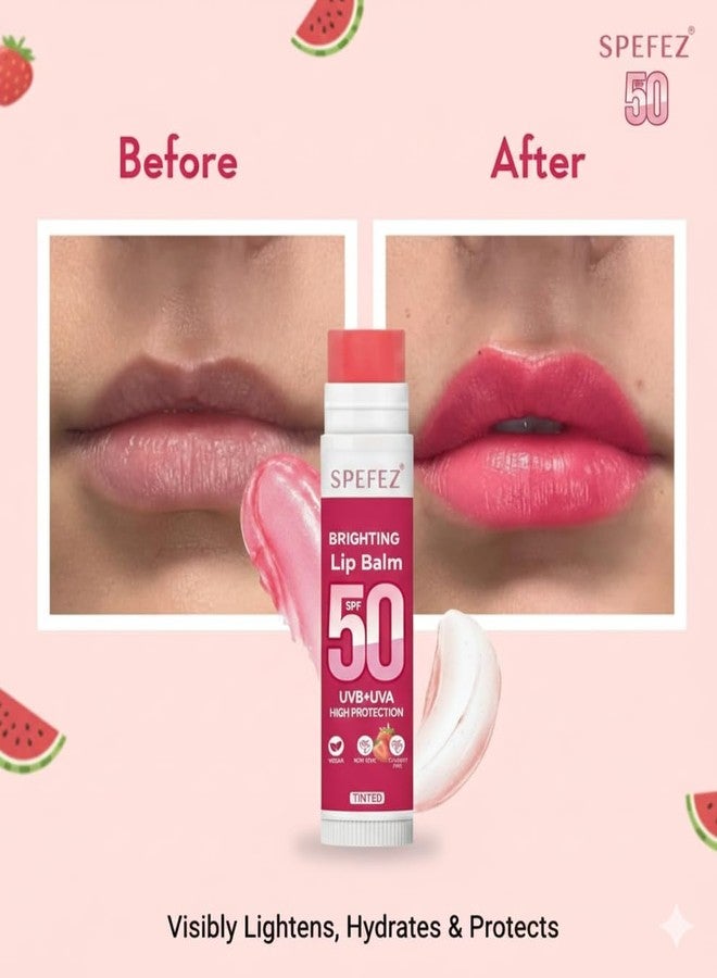 SPEFEZ Lip Balm Spf 50 PA++++& Vitamin C + E | For Dark Lips Tinted Ceramide Lip Balm- Kojic Acid & Niacinamide | For Lip Lightening & Protection | For men and women | 5gm (Strawberry & Watermelon) - Image 4